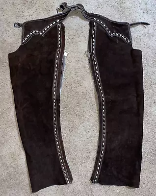 Brown Suede Buckstitched Chaps Need New Zippers • $13