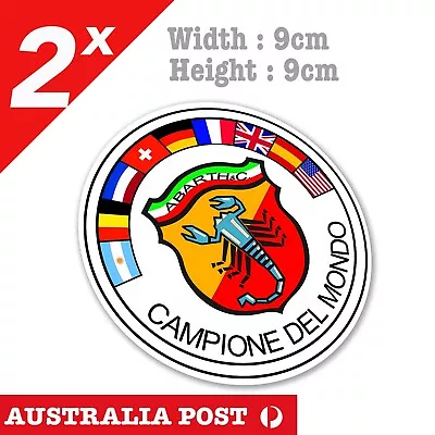 Abarth CAMPIONE DEL MONDO Abarth Fiat 500 Racing Falgs Sticker • $7.50