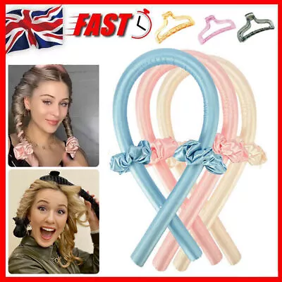 £5.99 • Buy Silk Ribbon Hair Curler Heatless Curling Rod Head Band Wave Former + Hair Clip