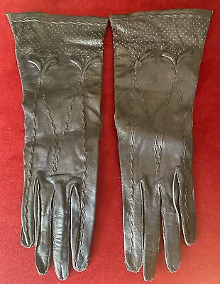 Max Mayer Vintage Gloves Ladies Black Soft Leather Dressy 6 1/4 Size • $28