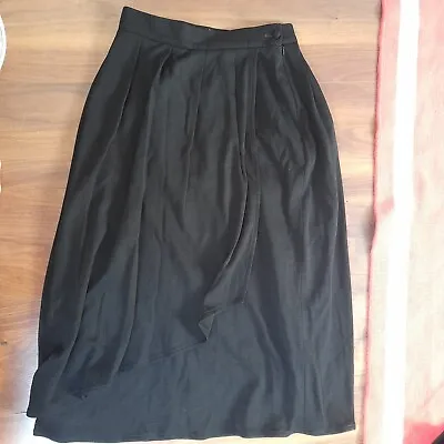 £9.99 • Buy Womens Vintage Jaeger Black Smart Casual Wool Faux Wrap A Line Skirt