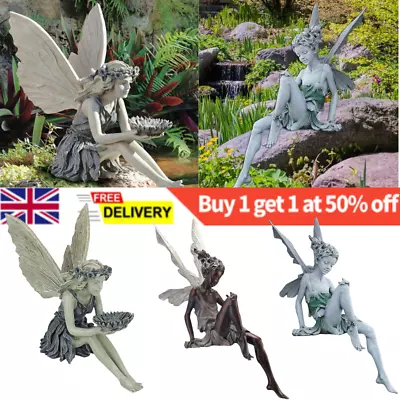 Delicate Sitting Garden Ornament Garden Angel Fairy Statue Home Decor Figurine • £7.89