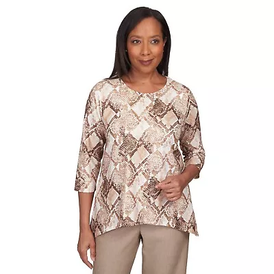 Alfred Dunner Size Xl Top Mulberry Street 2023 Shimmery Python Print Top Nwt • $14.99