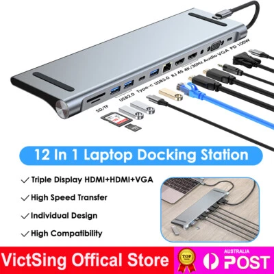$69.24 • Buy 12in1 USB-C Type C HDMI USB 3.0 HUB Adapter Dongle 100W For MacBook Pro IPad PC