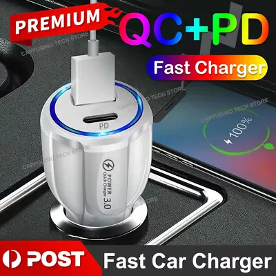 QC3.0 USB Type C 2 Ports Power Adapter Fast Car Charger For Apple IPhone Samsung • $16.72