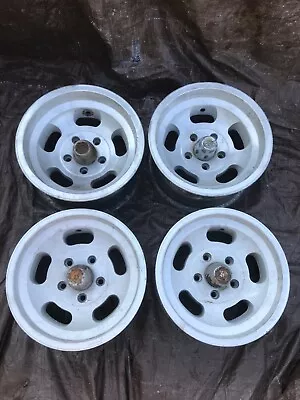 Vintage Set Appiance Aluminum Slot Wheels 5  Chevy BP Slotted RIM 15x8.5 15x7 • $650