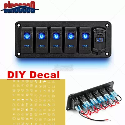 $18.99 • Buy 6 Gang Rocker Switch Panel Circuit Breaker LED Waterproof For RV Car Boat Marine