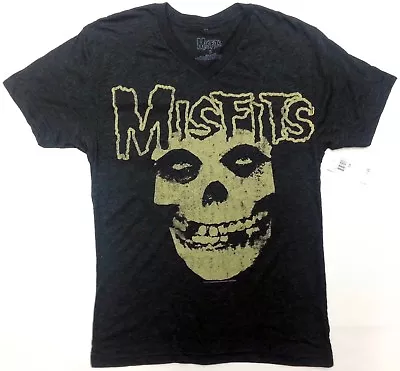 Misfits VINTAGE SKULL V-Neck T-Shirt Heather Black NWT Licensed & Official RARE • $24.99