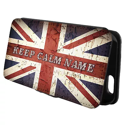 Personalised Keep Calm IPhone Case Union Jack UK Flip Phone Cover Wallet ST404 • £12.95