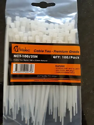 Cable Ties Zip Ties Nylon White (Clear) Cable Tie Pack Of 100 PCS . • $9.25