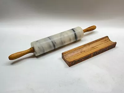 Vintage Marble Gourmet Rolling Pin With Wood Handles • $13.95