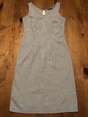Eddie Bauer Womens Dress Size 4. Pinstripe Sleeveless Zip Up 100% Cotton • £16.53