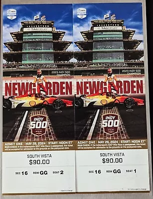  2024 Indy Indianapolis 500 Tickets South Vista Seats Aisle 1-2 Row GG Sec 16 • $285