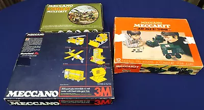 Three Meccano Sets Meccakit Combat And 3M • £10