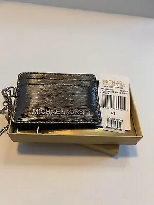 Michael Kors Chain Metro Pass Case Card Holder Leather Pewter • $49