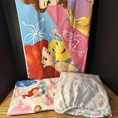 Disney Princess Pink Fitted & Flat Twin Size Sheets And Pillowcase 2016 • $17.50