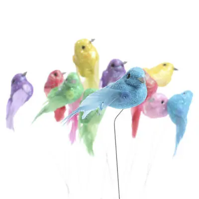 $16.05 • Buy Factory Direct Craft 12 Glittery Pastel Miniature Feather Mushroom Birds