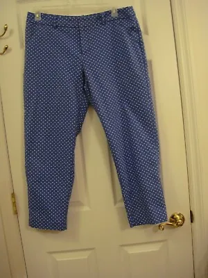 Women's Merona Stretch Cotton/Spandex Blue Poka Dot Pants Size 14 X 26 • $10.39