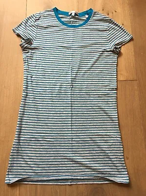 VINCE Little Boy T-Shirt Top Fitted Stretch Cotton Grey Blue Stripe S Small • $25.26