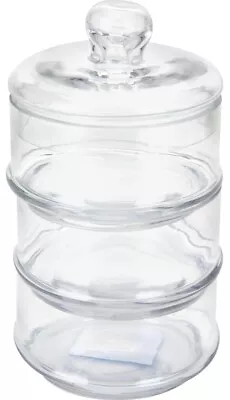 3 Tier Glass Cookie Jar Biscuit Sweets Glass Storage Jar Candy Jar Chocolate Jar • £14.99