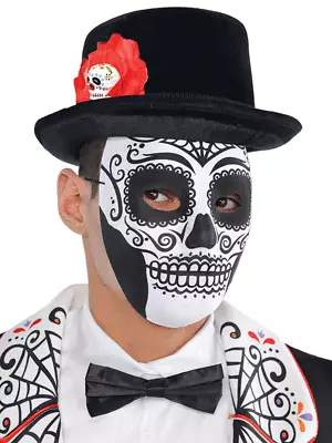 Adults Day Of The Dead Face Mask New Fancy Dress Mexican Sugar Skull Halloween • £10.99