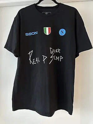 SSC Napoli X Geolier Sanremo Black XL Shirt Authentic Maradona Rhythm + Flow • $99
