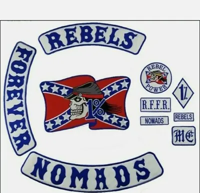 REBELS NOMADS FOREVER Embroidered Biker Patch Iron On SET • $95.45