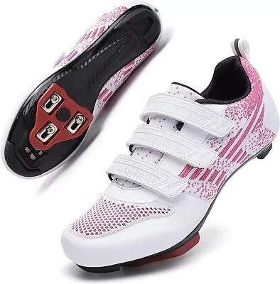 Unisex Cycling Shoes Size 8.5 / 40 White Pink Hybrid Road & Indoor Bike • $35.99