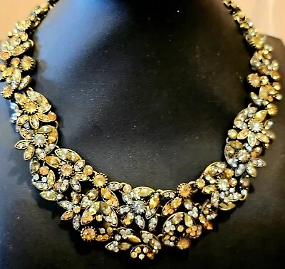 STUNNING Signed Zara  Necklace Rhinestones Crystals 18   Bling • $59