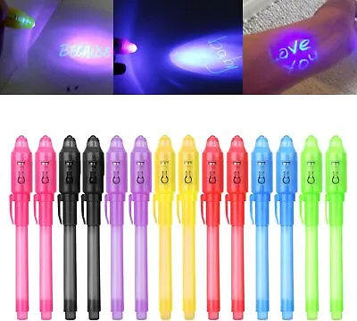 IZoeL 14 Secret Pen With UV Light Invisible Writing Spy Invisible UV Pens Det • £10.63