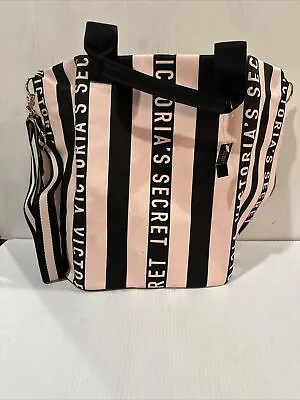 New VICTORIA'S SECRET PINK Canvas Logo Striped Duffel Bag Travel Bag • $35