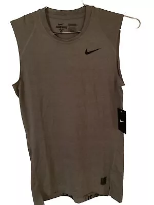 Nike Pro Mens MEDIUM Color GREY Dri -Fit Sleeveless Fitted Compression MSRP $30 • $11.99