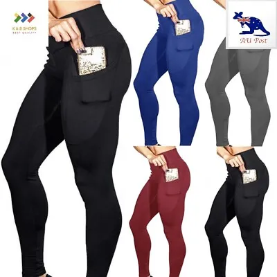$17.95 • Buy Women's Elastic Yoga Leggings Fitness Pants Sports Gym Wear Trousers With Pocket