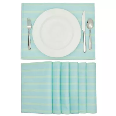 6x Blue Green Striped Placemat Table Mat For Kitchen Dining Decoration 13x17  • $14.99