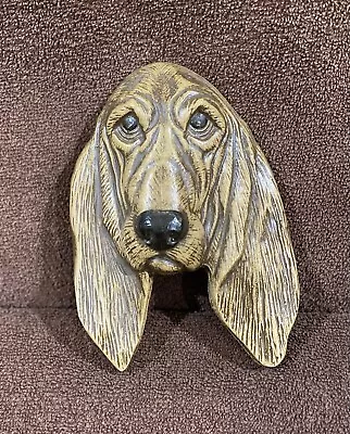 Pre Owned Adorable Vintage Hanging Plaster Basset Hound Face Plaque • $9