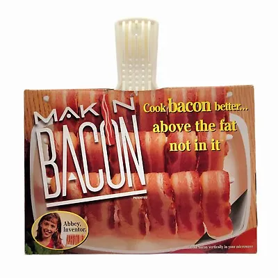 Vintage Makin Bacon Microwave Tray W/Handle Vertical Cooker As Seen On TV 1996 • $21.94