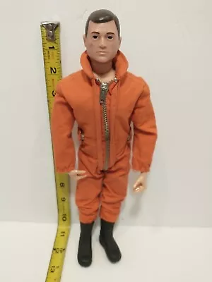 Vintage 1964 Hasbro 11 1/4  GI Joe Orange Pilot Suit Brown Hair Scar On Face. S8 • $98.99