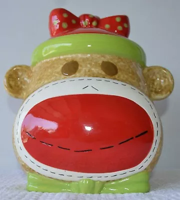 Vintage Real Home Earthenware Sock Monkey Cookie Jar/canister • $10.50