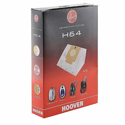 HOOVER H64 Paper Dust Bags Vacuum Cleaner Freespace Sprint Flash Cylinders • £12.17