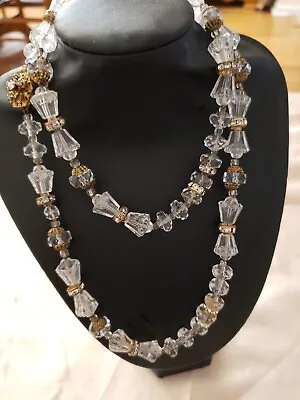 Vintage Mriam Haskell Signed Necklace Lucite And Crystal Beads And Rhinestone... • $500