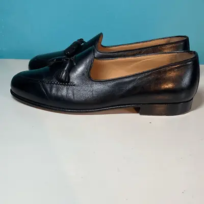 Moreschi Mens Shoes Size 9.5 Black Leather Slip Ons With Tassels • $148