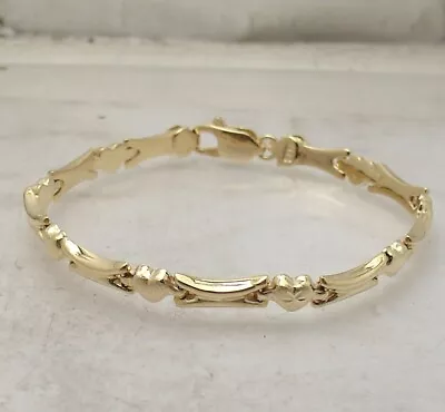 7.25  Hugs & Hearts XOXO Bracelet 10K Yellow Gold Plated Real Sterling Silver • $41.29
