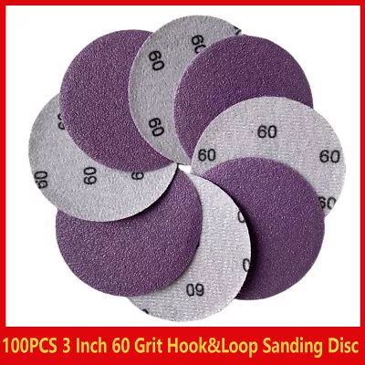 100PCS 3 Inch Sanding Discs 60 Grit Hook And Loop Sandpaper Orbital Sander Pads • $18.90