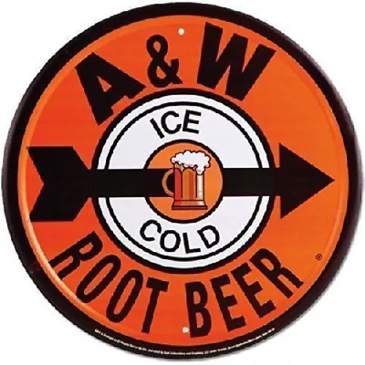 A&w Ice Cold Root Beer Round Metal Sign • £17.36