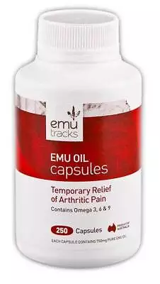 Emu Tracks Emu Oil 250 Capsules / Omega 3 6 7 9 Vitamin A D E F K2 • $84.50