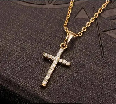 Jesus Necklace-small Gold Cross-crucifix-Religious Pendant-mens Womens Chain UK • £3.79