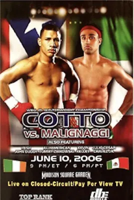 Original Vintage Miguel Cotto Vs. Paulie Malignaggi Boxing Fight Poster • $24.95