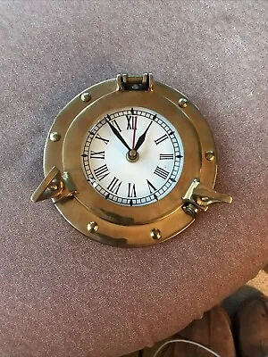 Antique Clock Marine Brass Ship Porthole Clock Nautical Wall Clock Battery • $26.74