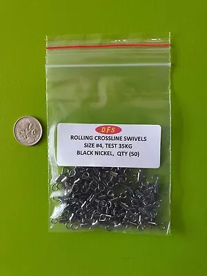 50x DFS Size 4 ROLLING Cross Line 3 Way Fishing Swivel Test 35kg Tackle • $14.30