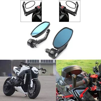 UNIVERSAL For Bobber Cafe Racer Motorcycle Side Mirrors 7/8  Handle Bar Round • $22.66